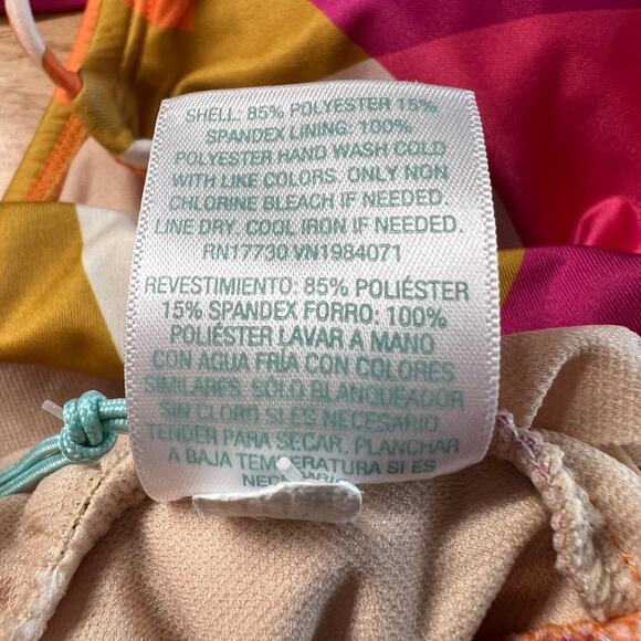 Kona Sol Women's Pink and Orange Abstract Print Bikini Top - Size Medium - NWT - Picture 6 of 8